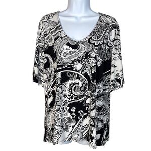 Liz Claiborne Black and White Paisley Blouse